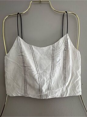 NWT L.A. Hearts White Contrast Stitch Corset Crop Cami Top XS Coquette